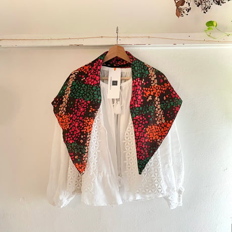 フランス製ヴィンテージ生地のシルクスカーフ（BROWN Floral）