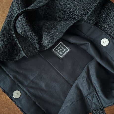 フランス製ヴィンテージ生地のショルダートートバッグ（BLACK） | SANDÉMEREEN