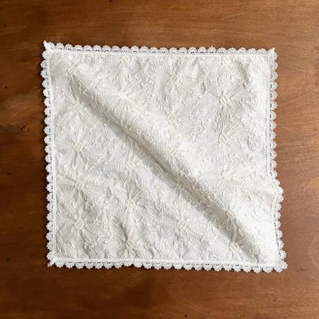 AOフローラルエンブロイダリーレースハンカチ（WHITE*IVORY）
