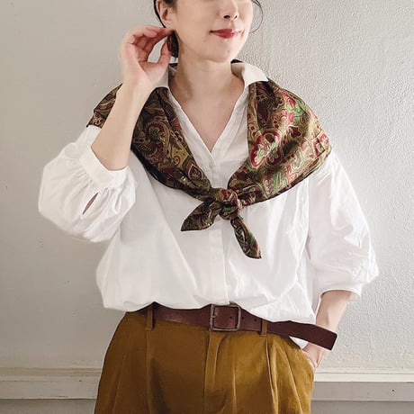 フランス製ヴィンテージ生地のシルクスカーフ（MUSTARD Paisley） | SANDÉMEREEN