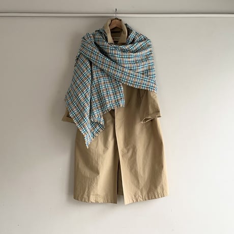 Check Linen Stole - リネン大判ストール（BEIGE*NAVY*GREEN*YELLOW） | SANDÉMEREEN