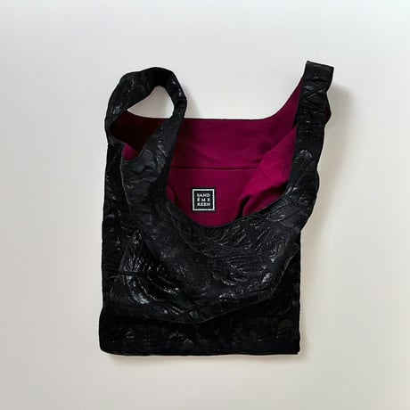 フランス製ヴィンテージジャカード生地のバッグ（BLACK - Botanical Jacquard）