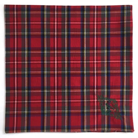 イニシャル刺繍タータンチェックのハンカチ（RED*GREEN*BLUE）