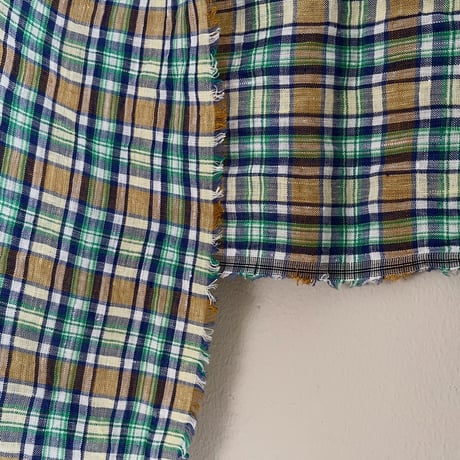 Check Linen Stole - リネン大判ストール（BEIGE*NAVY*GREEN*YELLOW） | SANDÉMEREEN