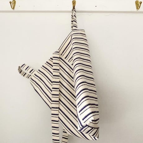 フランス製ヴィンテージ生地のショルダートートバッグ（IVORY * NAVY)