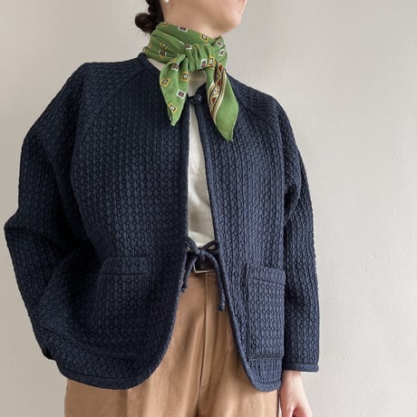 フランス製ヴィンテージ生地の小紋柄シルクシフォンスカーフ（OliveGREEN） | SANDÉMEREEN