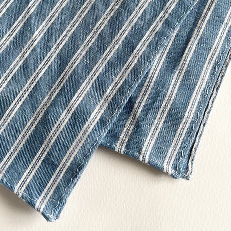 コットンリネンストライプ大判バンダナ（Smoky BLUE*WHITE）