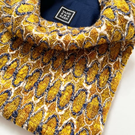 フランス製ヴィンテージ生地のバッグ（YELLOW * NAVY）