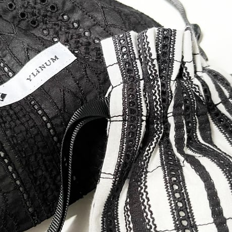 ドローストリングポーチ：ドビーレース（BLACK）