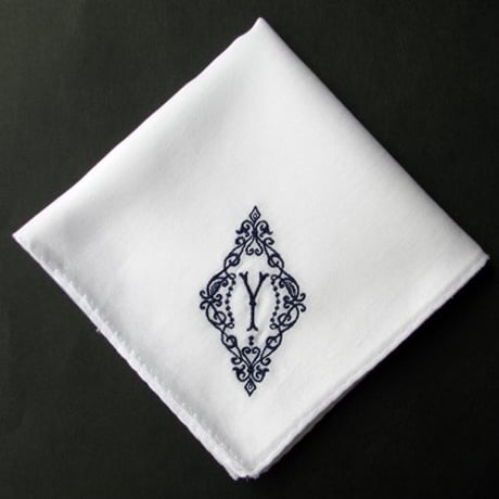 イニシャル刺繍ハンカチ（NAVY）