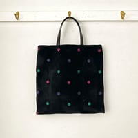 フランス製ヴィンテージ生地のLPトートバッグ（BLACK Velvet * Embroidery Dot）