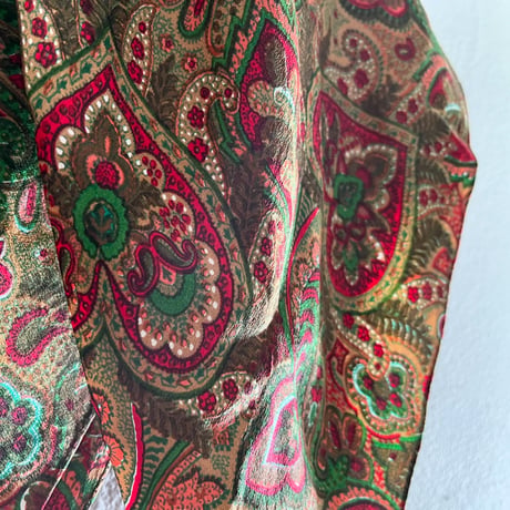フランス製ヴィンテージ生地のシルクスカーフ（MUSTARD Paisley） | SANDÉMEREEN