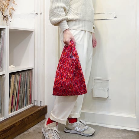 フランス製ヴィンテージ生地のバッグ（RED * LAVENDER）