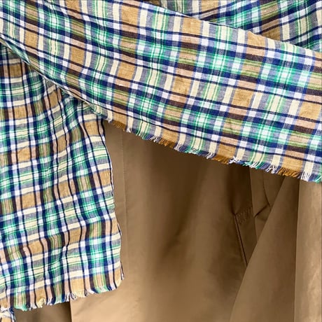 Check Linen Stole - リネン大判ストール（BEIGE*NAVY*GREEN*YELLOW） | SANDÉMEREEN