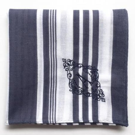 イニシャル刺繍STRIPEハンカチ（OLD NAVY）
