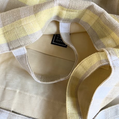 フランス製ヴィンテージ生地のショルダートートバッグ（BEIGE*YELLOW Check） | SANDÉMEREEN
