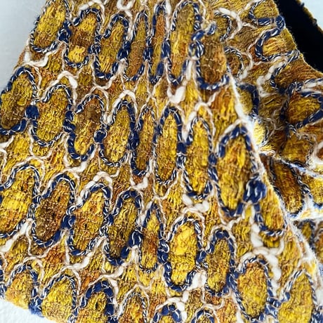 フランス製ヴィンテージ生地のバッグ（YELLOW * NAVY）