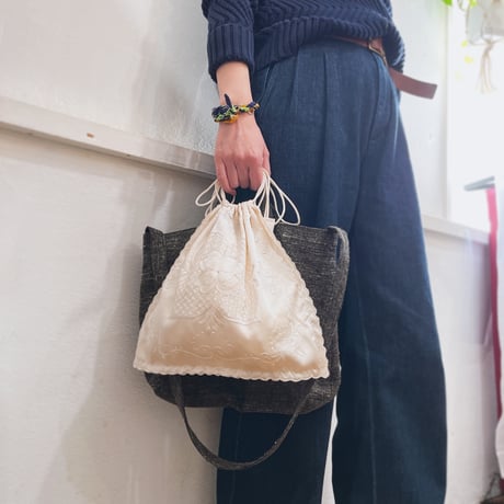 イングランド製ヴィンテージ生地のショルダートートバッグ（Coffee Bag : Caffè Latte BROWN）コーヒー染め | SANDÉMEREEN