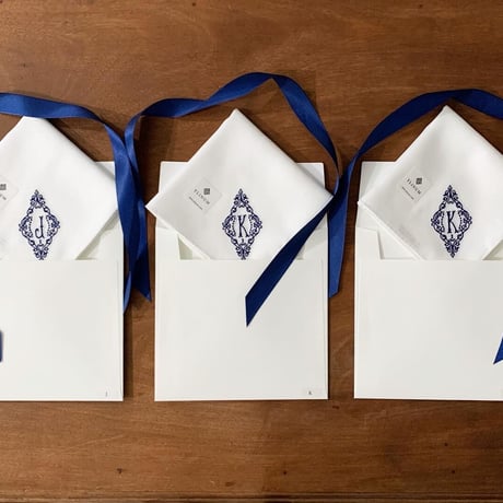 イニシャル刺繍ハンカチ（NAVY）