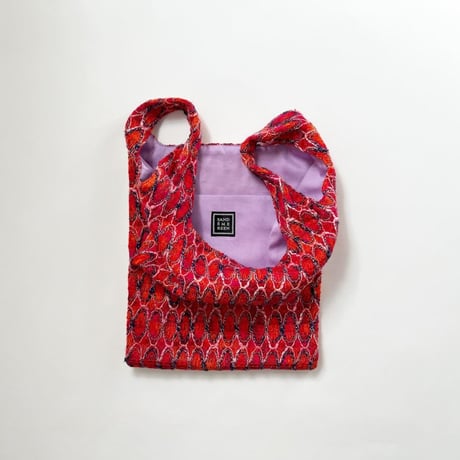 フランス製ヴィンテージ生地のバッグ（RED * LAVENDER）