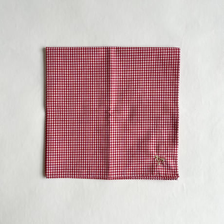 イニシャル刺繍ギンガムチェックの小さめハンカチ（RED*WHITE）