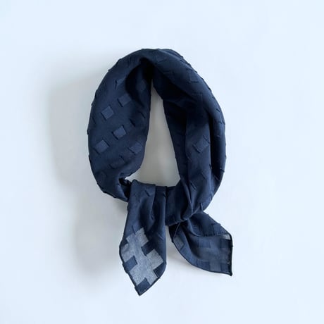 Block Dobby シアーコットンミニスカーフ（NAVY）