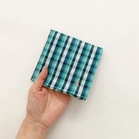 イニシャル刺繍チェックのハンカチ（GREEN）