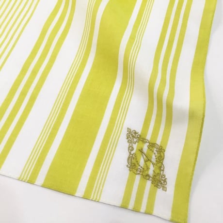 イニシャル刺繍STRIPEハンカチ（YELLOW）