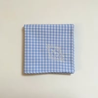 イニシャル刺繍ギンガムチェックのハンカチ（Candy BLUE*WHITE）