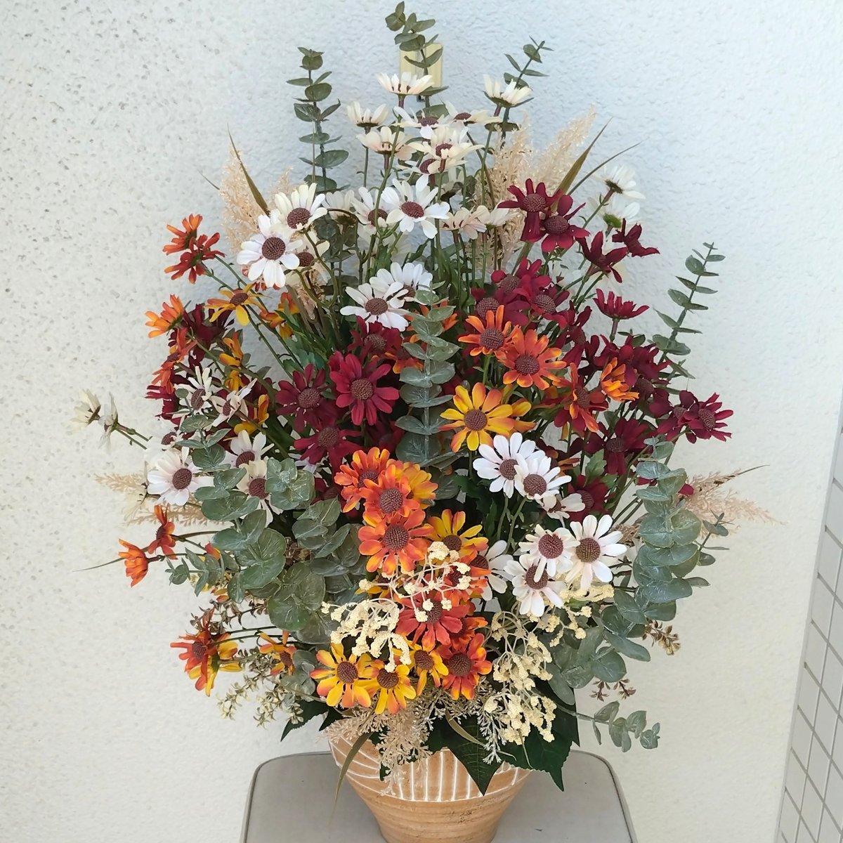 ピンクホワイト造花アレンジメント4点セット、11000円→10000円に再