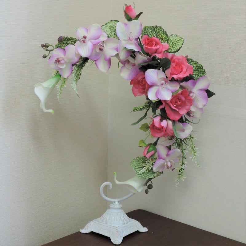 ピンクホワイト造花アレンジメント4点セット、11000円→10000円に再値下げ お祝い花】プロにおまかせ豪華アレンジメント ピンク系 11,000円