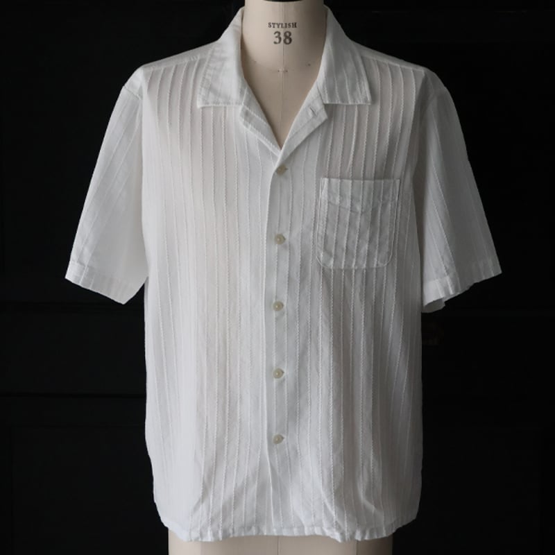 レノクロス（からみ織）オープンカラー ハーフスリーブシャツ[AUD6638