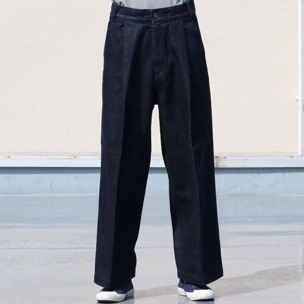 赤耳（セルヴィッチ）インディゴデニム 1タックワイドパンツ 【MADE IN