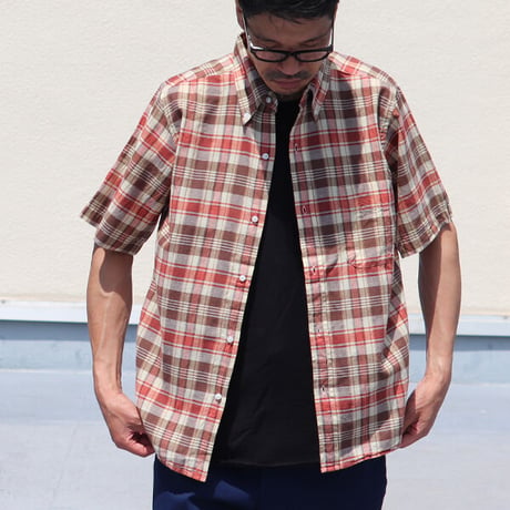 【RE PRICE/価格改定】[INS1041] THE BAGGY ボタンダウンマドラスチェック半袖シャツ