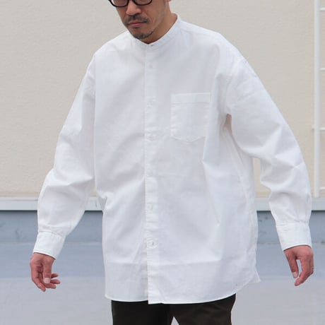 6オンス オックスフォード バンドカラー L/S ボクシーシャツ【MADE IN JAPAN】『日本製』/ Upscape Audience [AUD6267]
