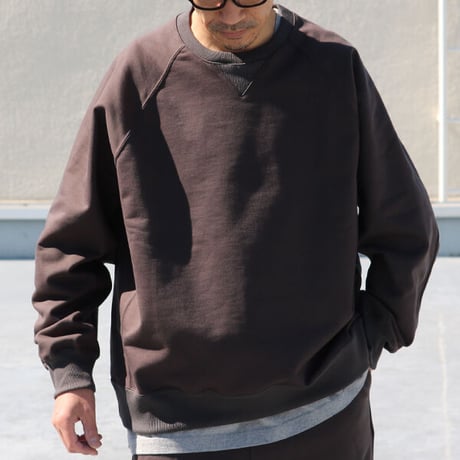 「尾州」16オンス ハードコンパクト ヘビー裏毛 ラグラン XL ガゼットクルーネック スウェット【MADE IN JAPAN】 / Upscape Audience [AUD6309]