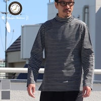 【RE PRICE / 価格改定】[AUD1750] Upscape Audience 高密度シルケットボーダーモックネック長袖Tシャツ