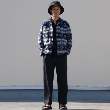 [AUD2772]ネイティブジャガードボーダーオープンカラーライト_Jacket【MADE IN JAPAN】『日本製』/ Upscape Audience