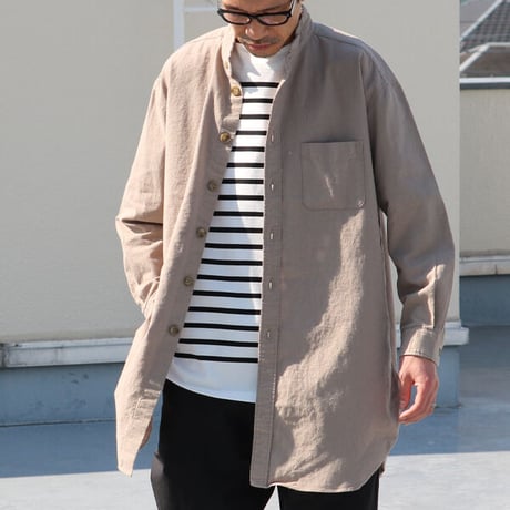 綿麻ビンテージソフトキャンバス Aライン ローマシャツコート【MADE IN JAPAN】『日本製』/ Upscape Audience [AUD7133]