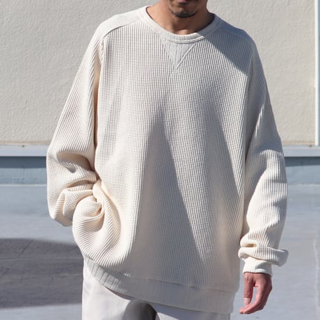 ビッグワッフル サドルショルダー ガゼットクルーネック XL ニットソー【MADE IN JAPAN】『日本製』 / Upscape Audience [AUD6485]