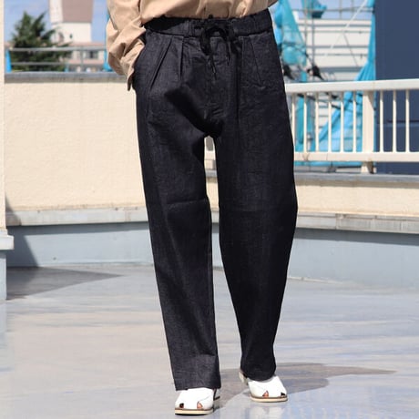 「備後」10.5oz セルヴィッチ 青耳ストレッチデニム M52 2タック イージー ワイドパンツ【MADE IN JAPAN】『日本製』/ Upscape Audience [AUD3567]
