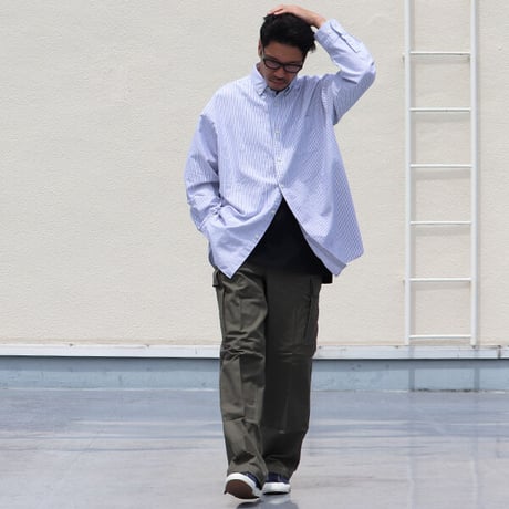 播州織オックスフォードストライプ ボタンダウン 長袖 ボクシーシャツ【MADE IN JAPAN】『日本製』/ Upscape Audience [AUD6307]