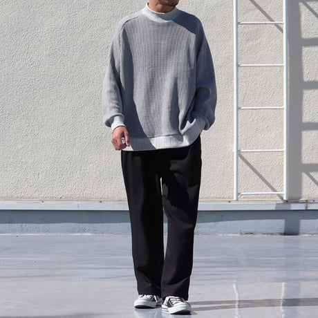 ビッグワッフル サドルショルダー モックネック XL ニットソー【MADE IN JAPAN】『日本製』 / Upscape Audience [AUD6486]