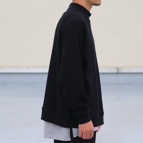 ビッグワッフル サドルショルダー モックネック XL ニットソー【MADE IN JAPAN】『日本製』 / Upscape Audience [AUD6486]