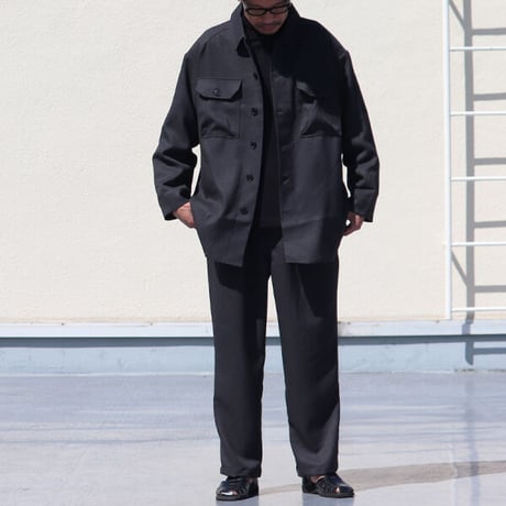 LANATEC® (ラナテック) LEI ( レイ) ポリエステル ウールライク カルゼ サファリシャツコート【MADE IN JAPAN】/ Upscape Audience [AUD7167]