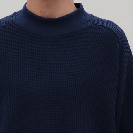 ビッグワッフル サドルショルダー モックネック XL ニットソー【MADE IN JAPAN】『日本製』 / Upscape Audience [AUD6486]