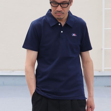 【RE PRICE/価格改定】[AUD1501] Upscape Audience 鹿の子3色ゾウ刺繍ワンポイントレギュラーカラー半袖ポロシャツ