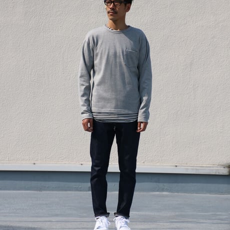 【RE PRICE / 価格改定】[AUD1745] Upscape Audience セーターライク天竺ドロップショルダーポケット付き長袖カットソー