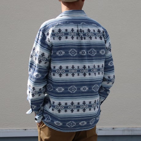 [AUD2772]ネイティブジャガードボーダーオープンカラーライト_Jacket【MADE IN JAPAN】『日本製』/ Upscape Audience