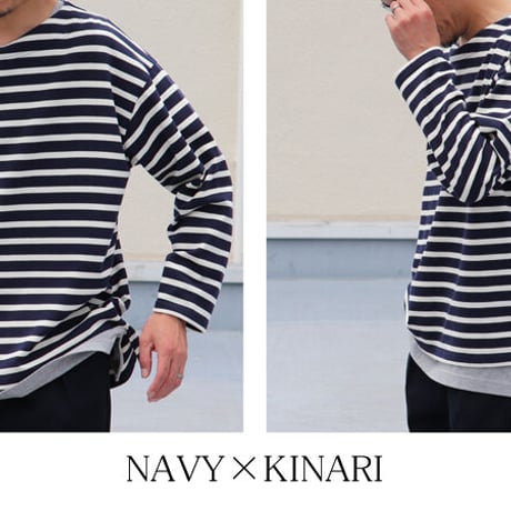 Basque10オンス（バスク天竺）フレンチボーダー ボートネック BOX Tee/ Upscape Audience[AUD6256]